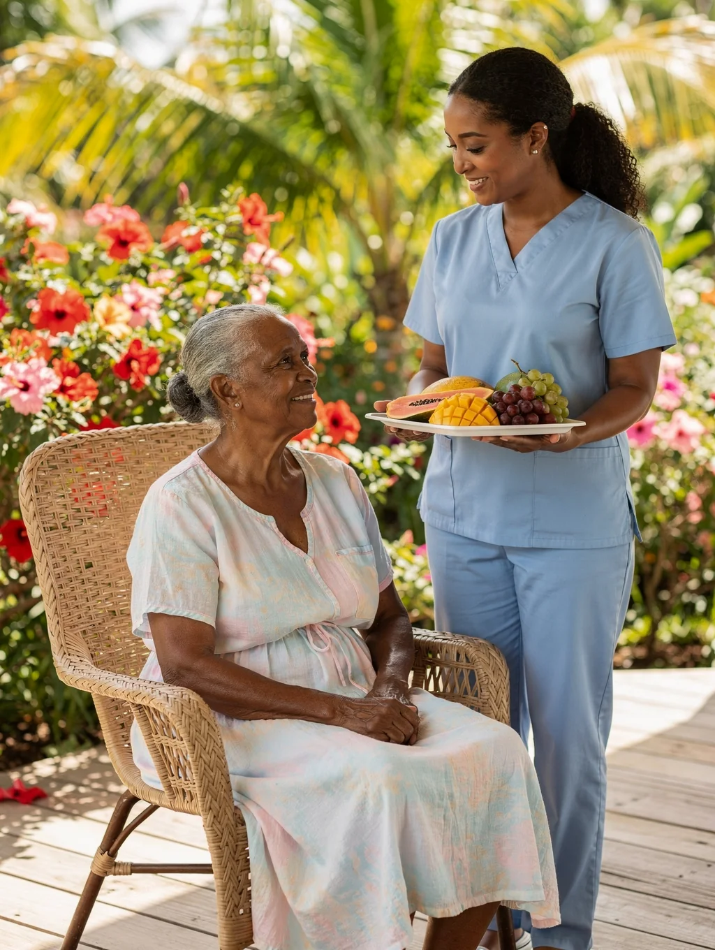 Senior relaxing in a beautiful new Florida retirement community