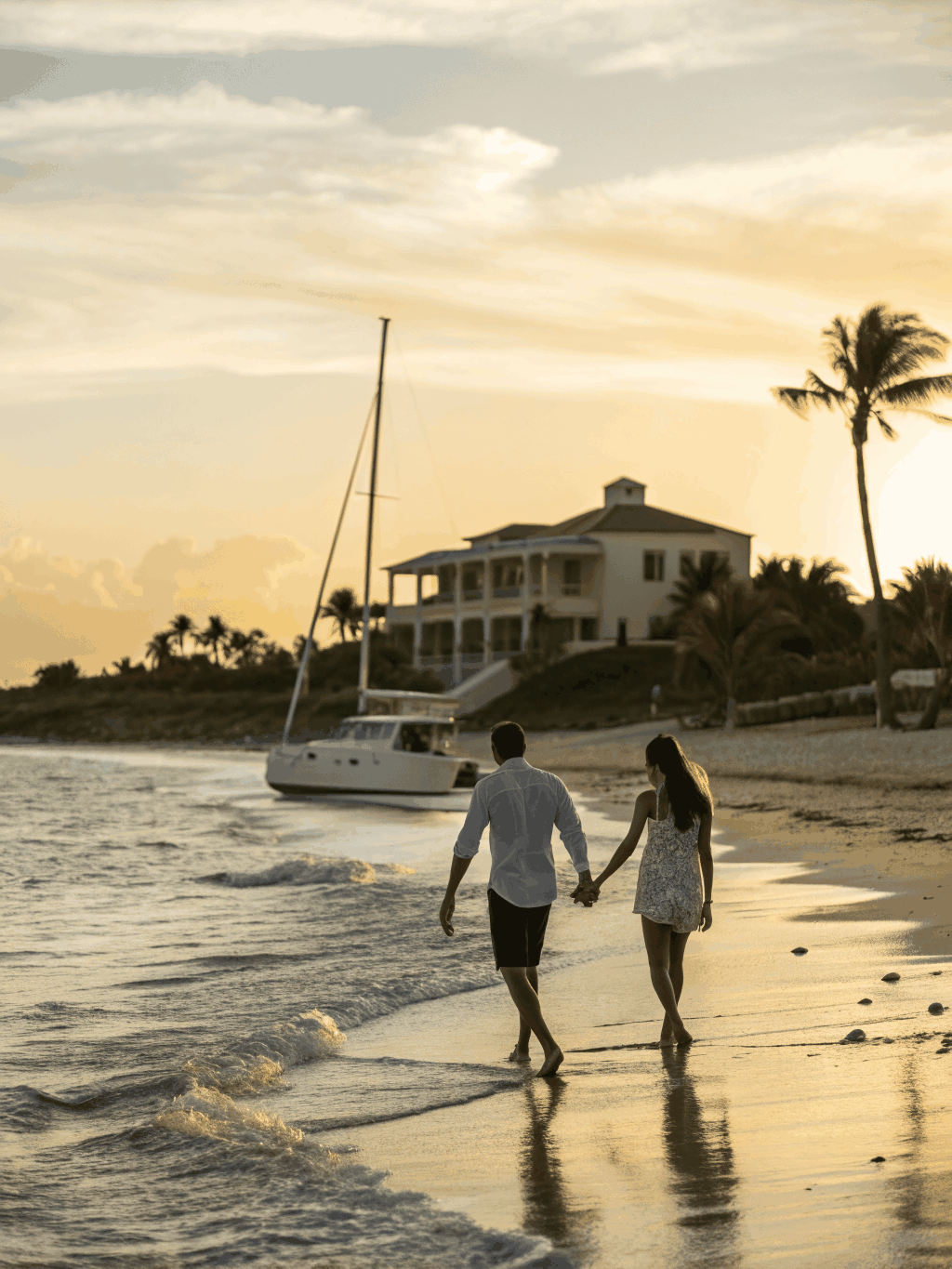 A happy senior couple looking out over a sunlit Florida landscape, symbolizing a peaceful and secure retirement transition