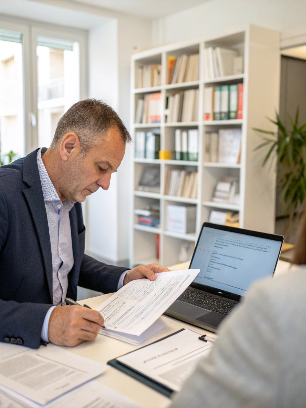 Consultant having a discovery conversation with a family